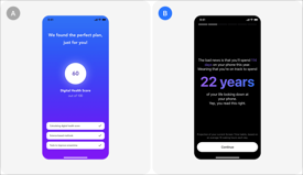 Opal A/B test, version A next to version B