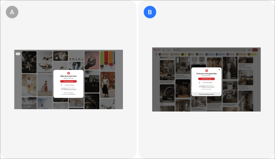 Pinterest A/B test, version A next to version B